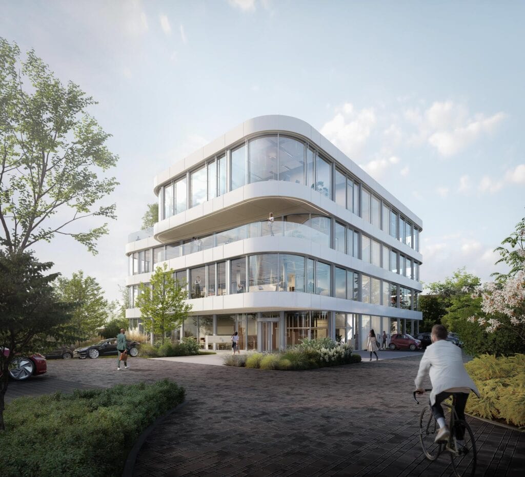 Zufahrt auf das Bürogebäude Skyone